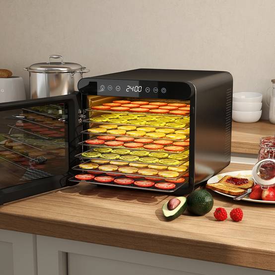 Déshydrateur Alimentaire à 7 Plateaux en Acier Inox, Séchoir Électrique 600W avec Minuterie 1-24H et Température 30-75℃, Accessoires Inclus - Image 2