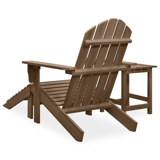 Chaise de jardin - Chaise d'extérieur - Fauteuil d'extérieur Adirondack avec pouf et table Sapin Marron - MEUBLE PRO - Image 4