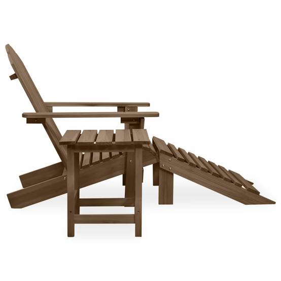 Chaise de jardin - Chaise d'extérieur - Fauteuil d'extérieur Adirondack avec pouf et table Sapin Marron - MEUBLE PRO - Image 3