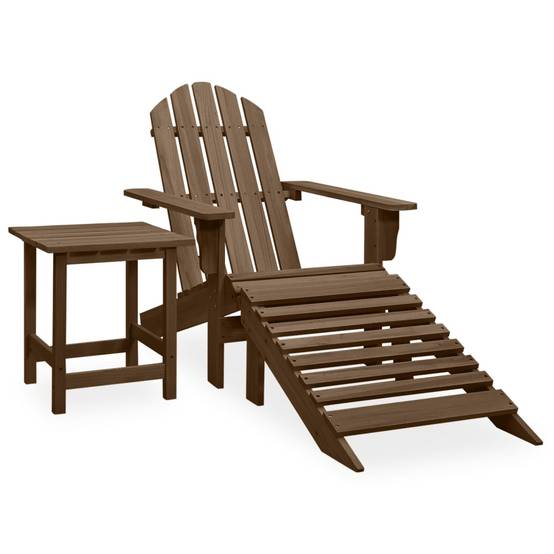Chaise de jardin - Chaise d'extérieur - Fauteuil d'extérieur Adirondack avec pouf et table Sapin Marron - MEUBLE PRO - Image 2