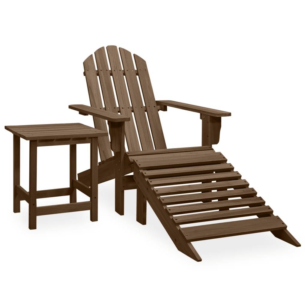 Chaise de jardin - Chaise d'extérieur - Fauteuil d'extérieur Adirondack avec pouf et table Sapin Marron - MEUBLE PRO - Image 2