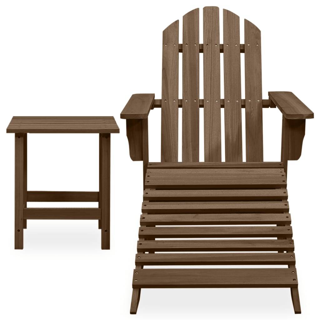 Chaise de jardin - Chaise d'extérieur - Fauteuil d'extérieur Adirondack avec pouf et table Sapin Marron - MEUBLE PRO - Image 1