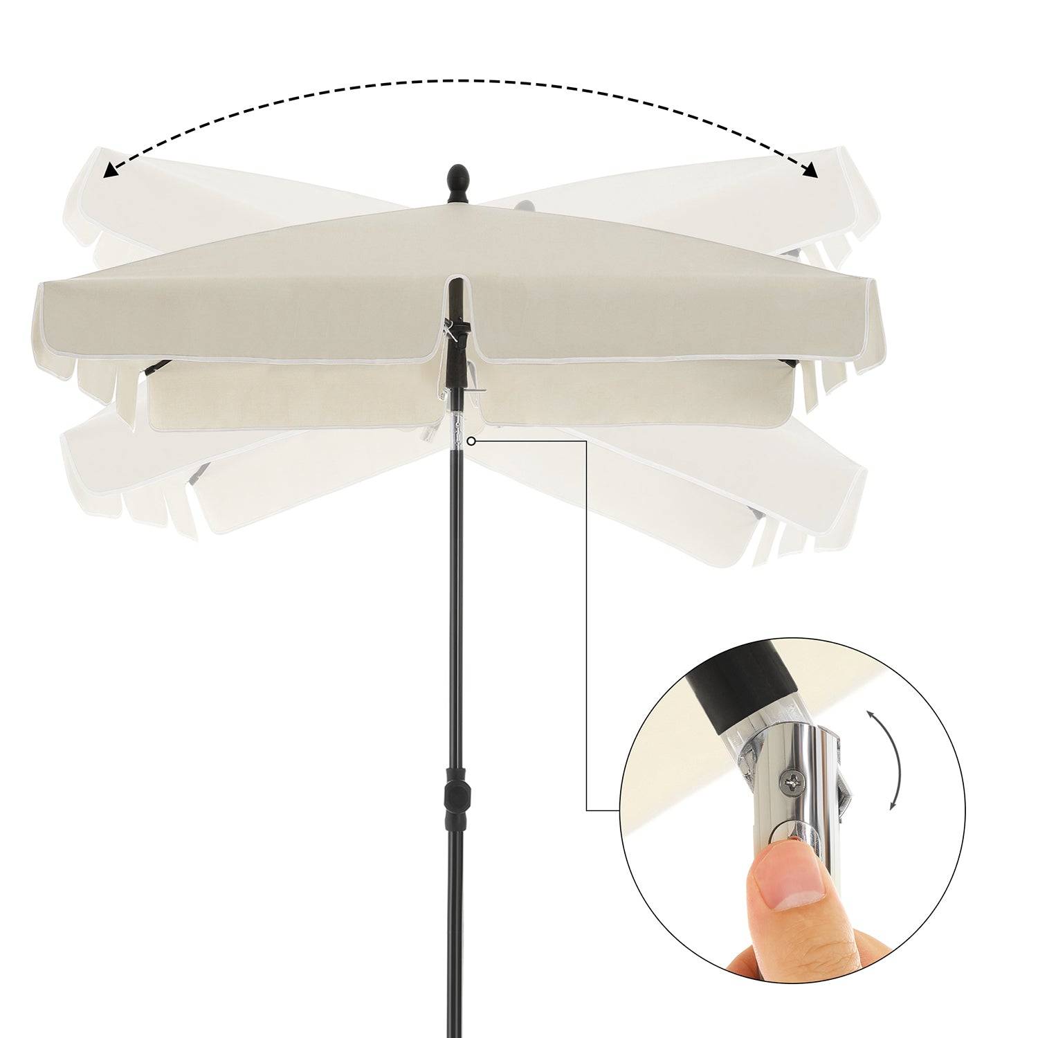 Helloshop26 - Parasol de balcon rectangulaire 1,8 x 1,25 m protection UPF 50+ ombrelle toile avec revêtement en pa sac de transport terrasse jardin sans socle beige - Imagen 5