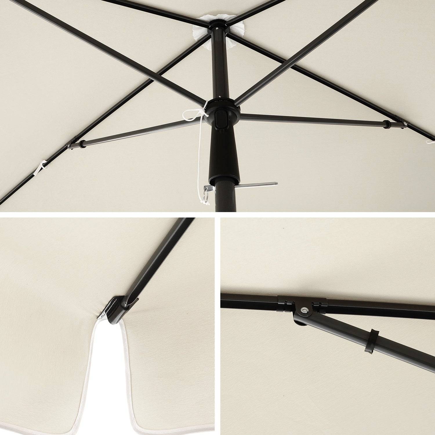 Helloshop26 - Parasol de balcon rectangulaire 1,8 x 1,25 m protection UPF 50+ ombrelle toile avec revêtement en pa sac de transport terrasse jardin sans socle beige - Imagen 6