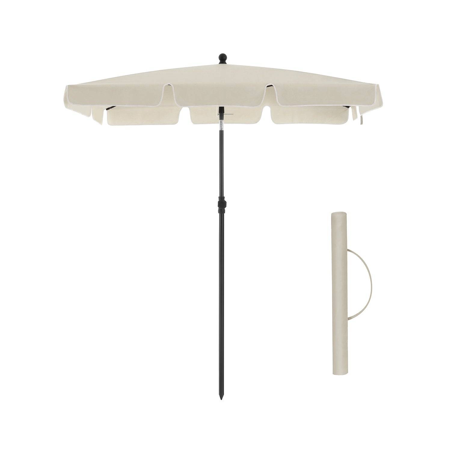 Helloshop26 - Parasol de balcon rectangulaire 1,8 x 1,25 m protection UPF 50+ ombrelle toile avec revêtement en pa sac de transport terrasse jardin sans socle beige - Imagen 1