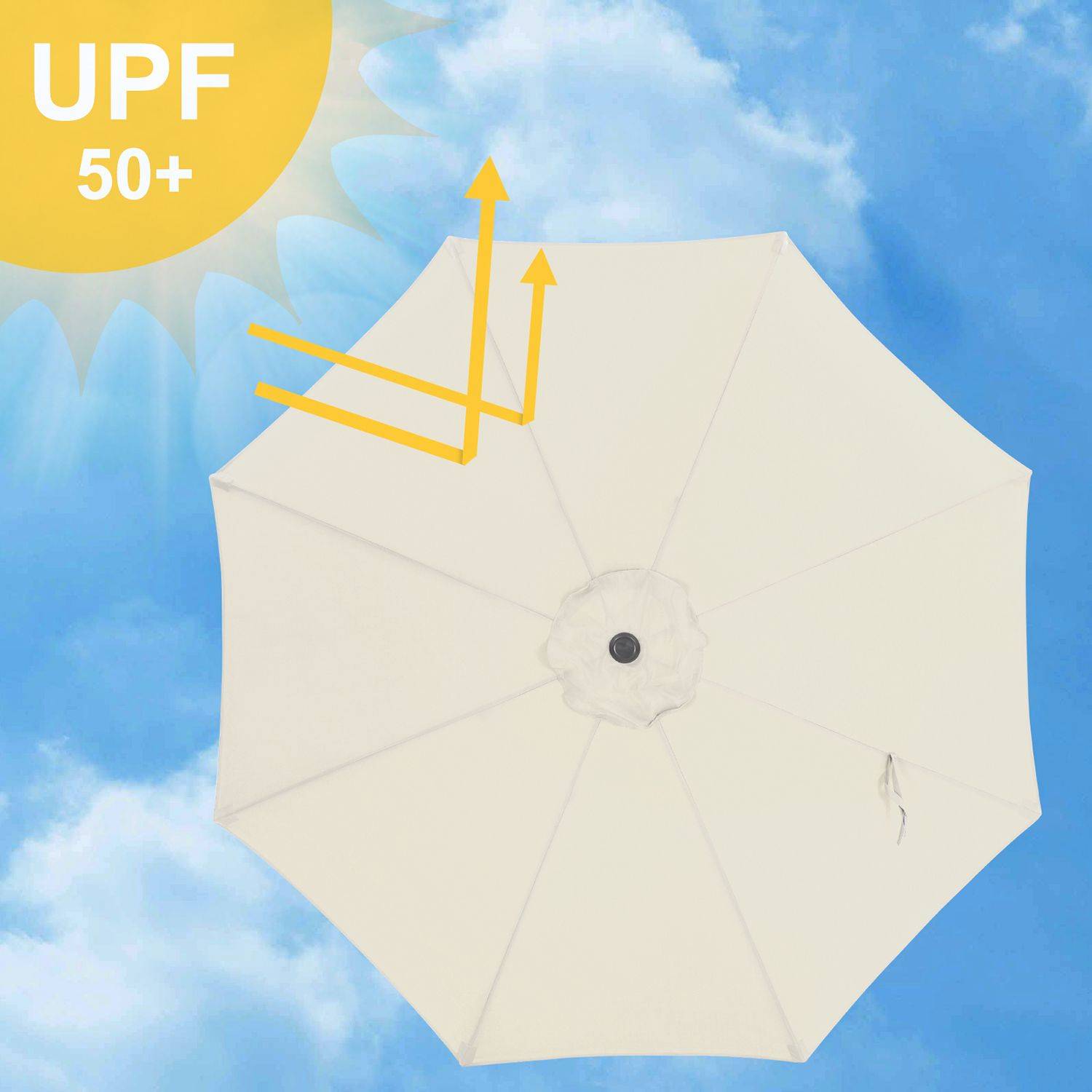 Helloshop26 - Parasol de balcon rectangulaire 1,8 x 1,25 m protection UPF 50+ ombrelle toile avec revêtement en pa sac de transport terrasse jardin sans socle beige - Imagen 2