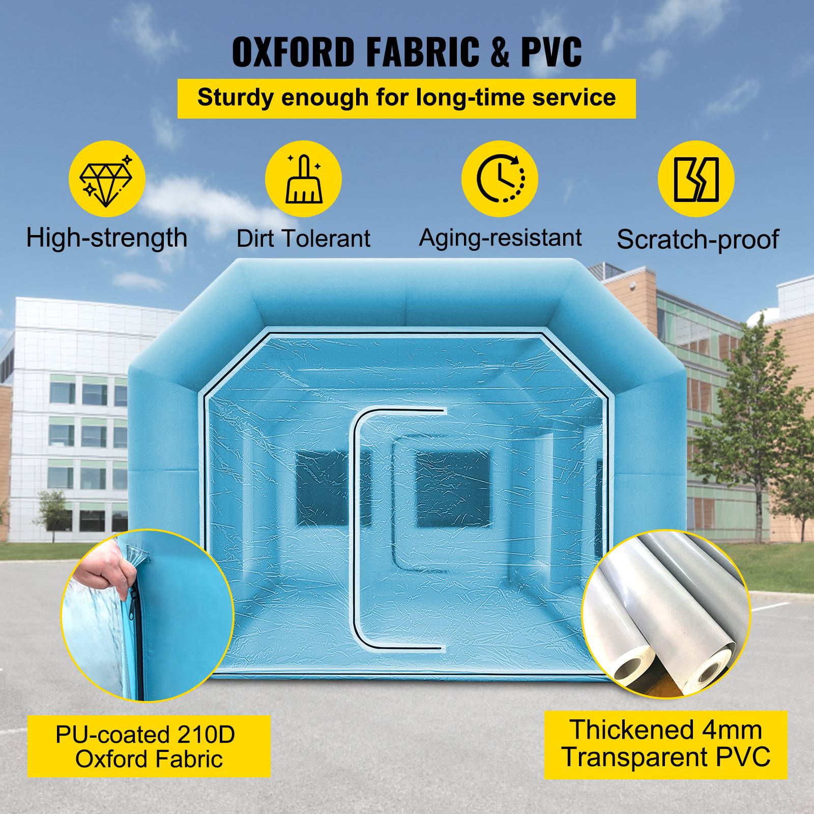 Vevor - VEVOR Cabine peinture gonflable 4x2.5x2.2m, Oxford 210D, 2 souffleurs, station atelier. - Image 3