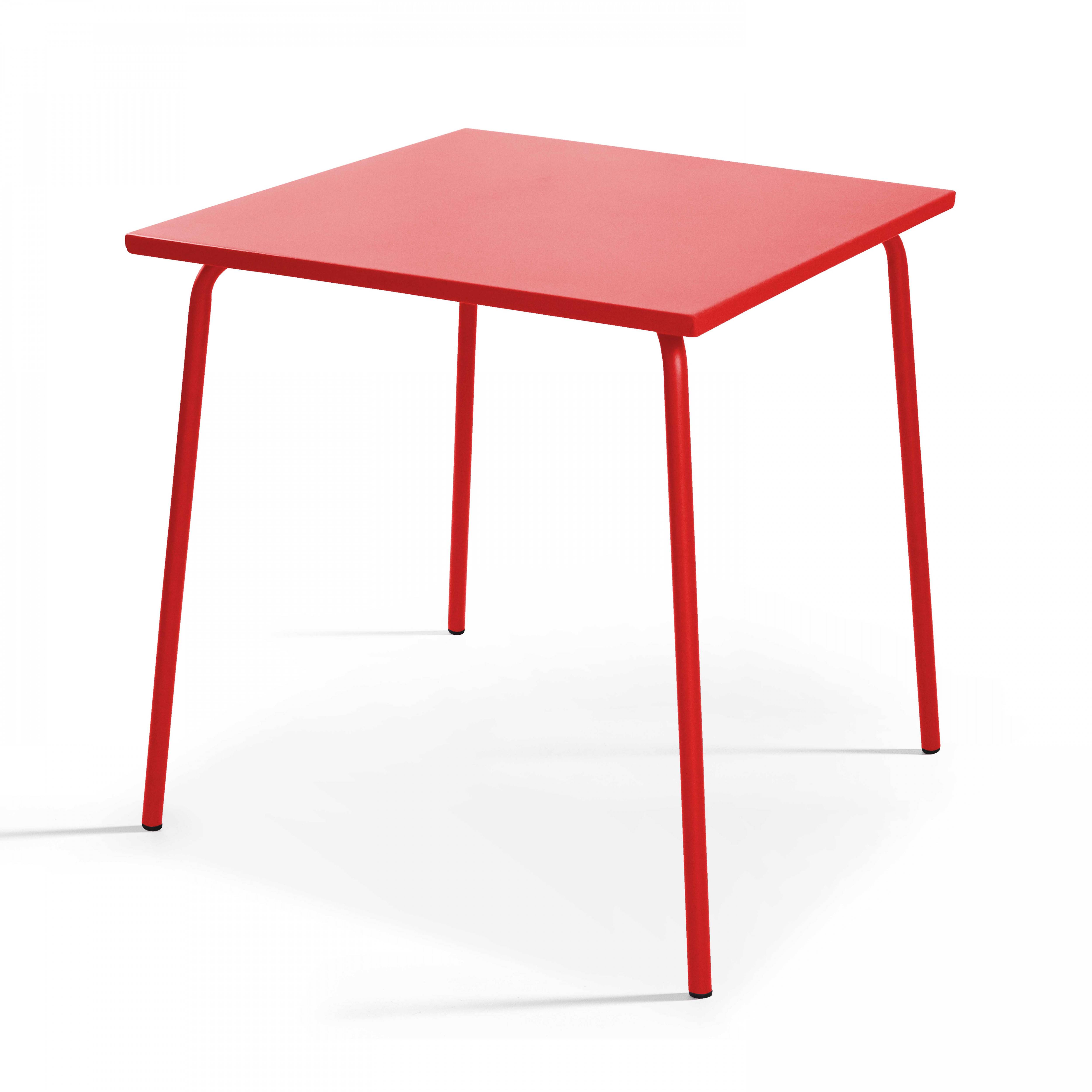 Oviala - Ensemble table de terrasse et 4 chaises en métal rouge Palavas - Oviala - Imagen 2