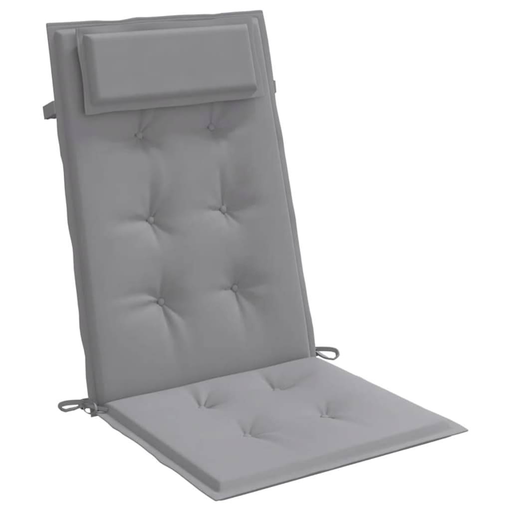 Lot de 2 coussins de chaise à dossier haut tissu oxford gris 120 x 50 x 3 cm - PANGIVO - Image 5