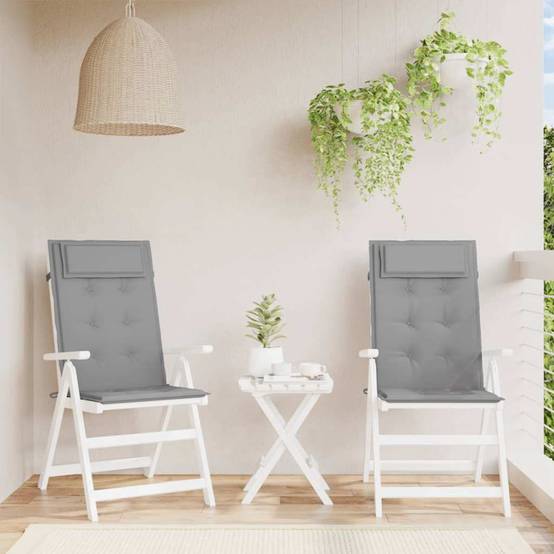 Lot de 2 coussins de chaise à dossier haut tissu oxford gris 120 x 50 x 3 cm - PANGIVO - Image 1