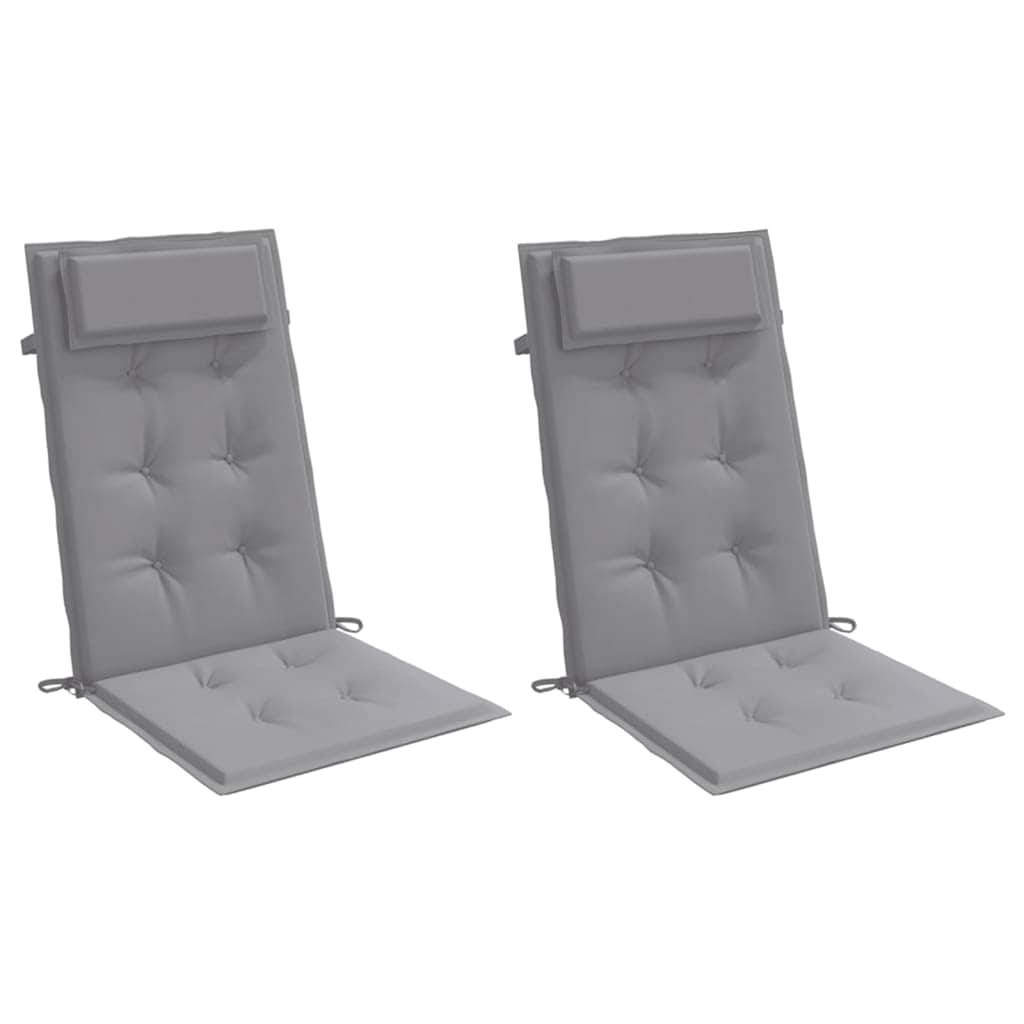 Lot de 2 coussins de chaise à dossier haut tissu oxford gris 120 x 50 x 3 cm - PANGIVO - Image 3