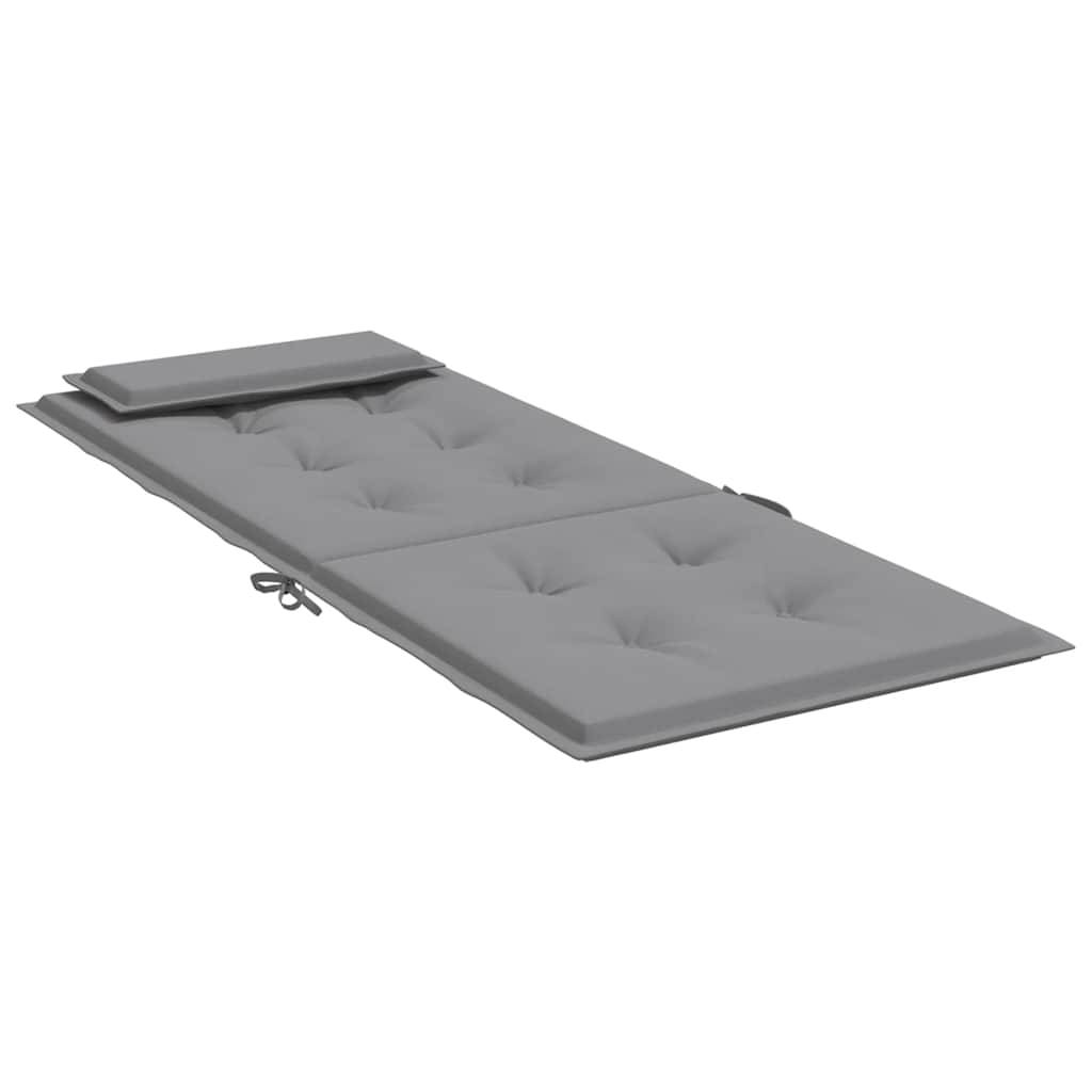 Lot de 2 coussins de chaise à dossier haut tissu oxford gris 120 x 50 x 3 cm - PANGIVO - Image 6