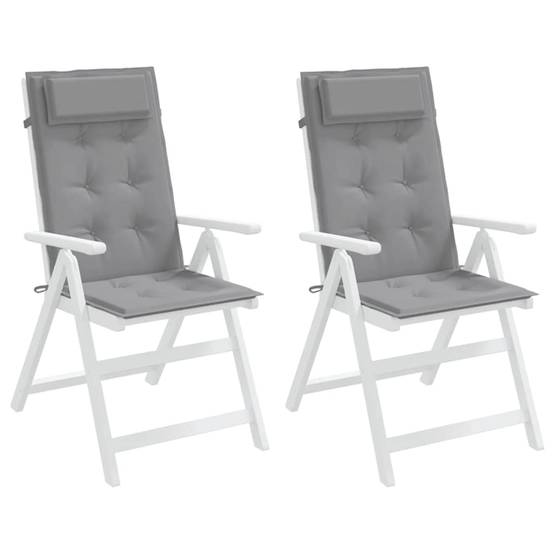 Lot de 2 coussins de chaise à dossier haut tissu oxford gris 120 x 50 x 3 cm - PANGIVO - Image 4