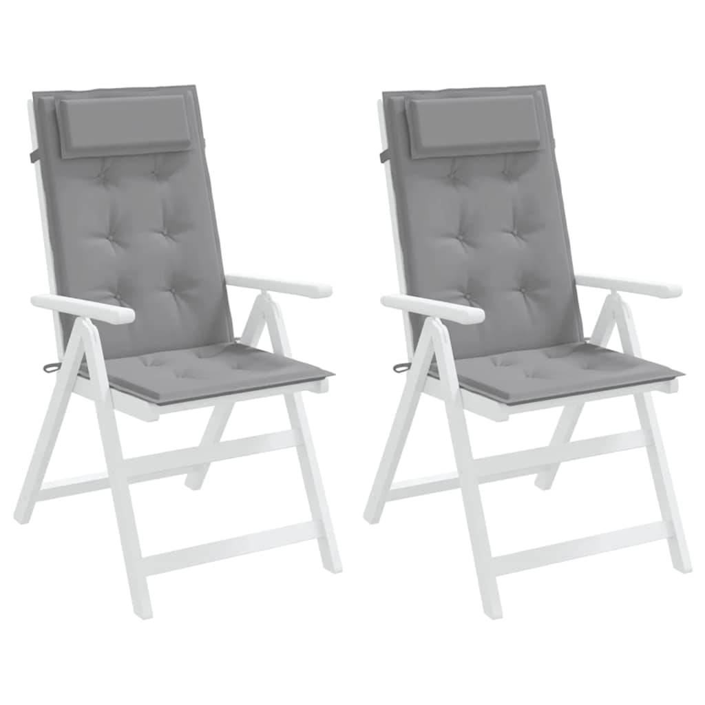 Lot de 2 coussins de chaise à dossier haut tissu oxford gris 120 x 50 x 3 cm - PANGIVO - Image 4