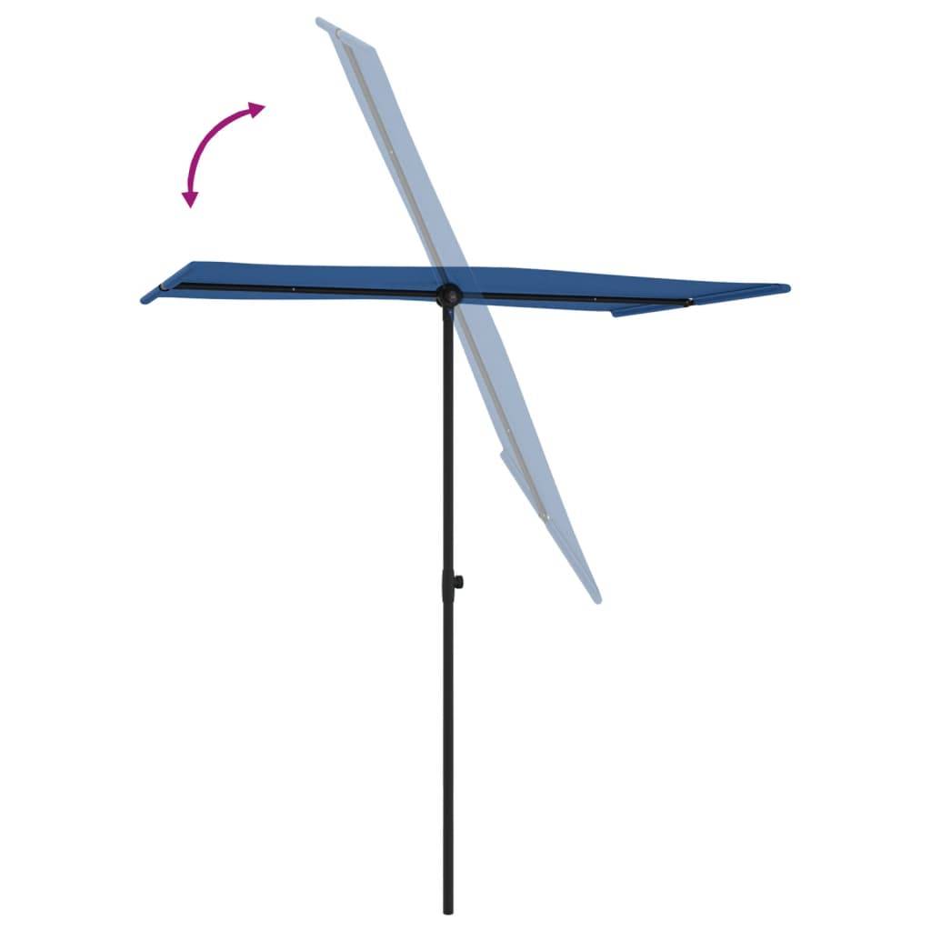 Helloshop26 - Parasol d'extérieur avec mât en aluminium 180 x 130 cm bleu azuré - Imagen 5