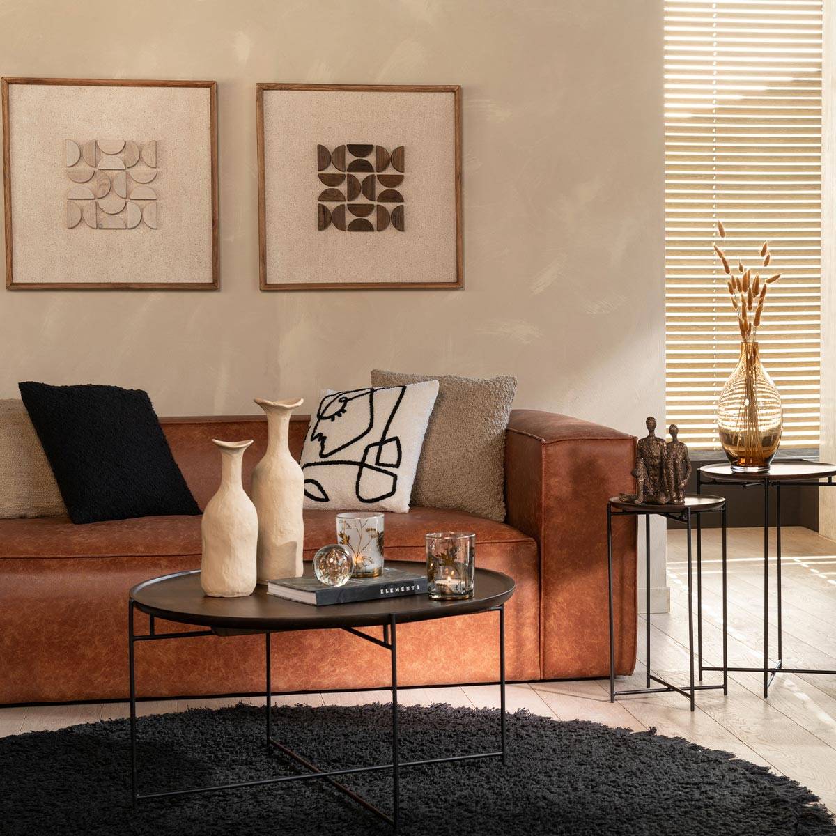 Vase Déco en Métal "Agra" 39cm Beige - Image 3