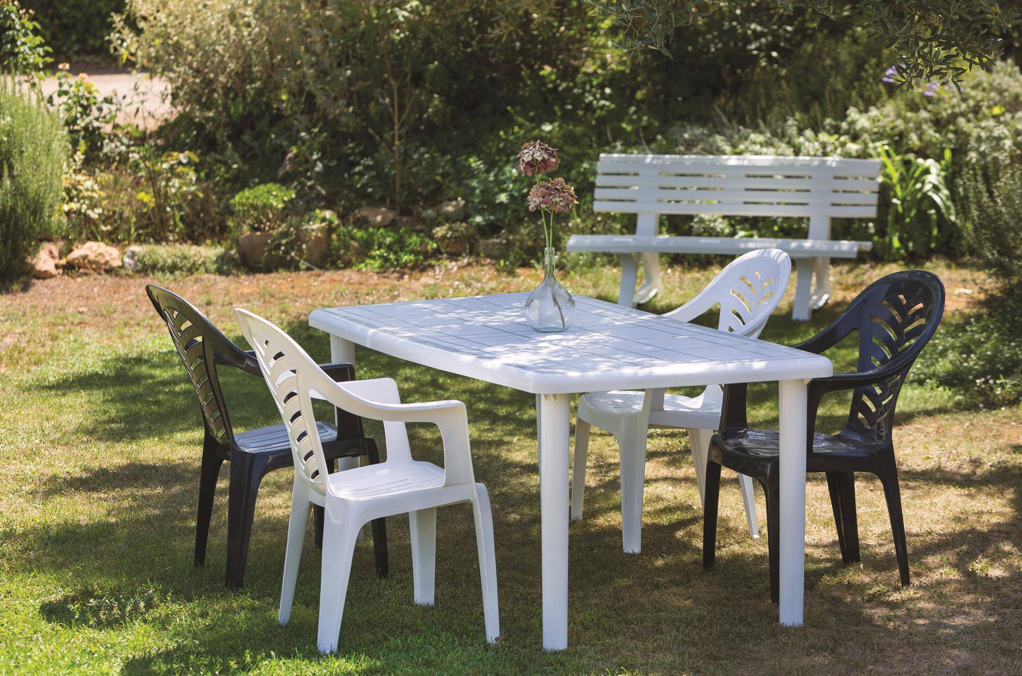 Table rectangulaire extérieur 180x90 blanc OLOT garbar - Image 3