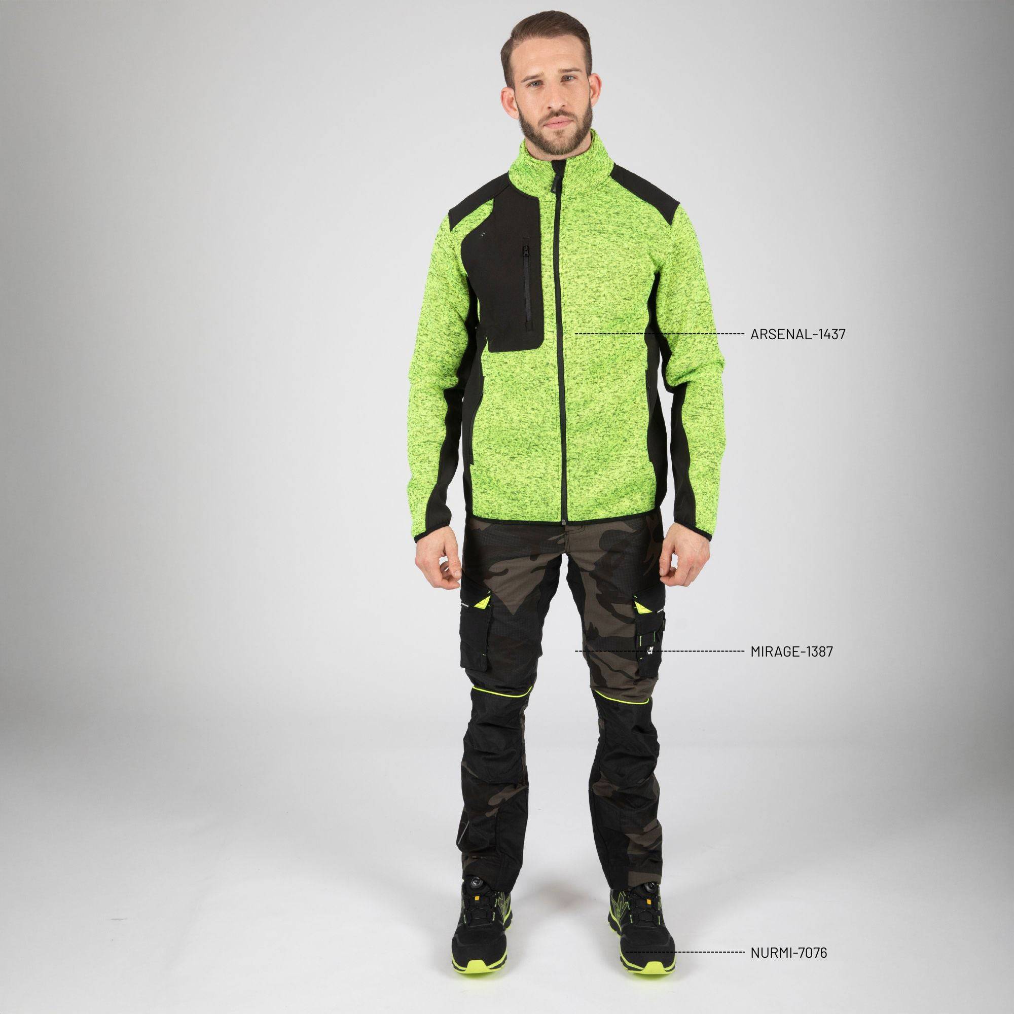 Nineworths - ARSENAL - GILET DE TRAVAIL - 1437 | Jaune fluo - Image 2