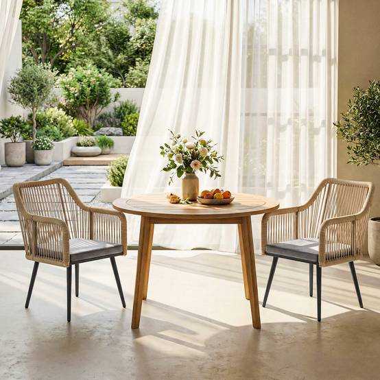 Lot de 2 fauteuils de jardin : résistants, accoudoirs, coussins, cadre métal, capacité 120 kg, gris clair - Image 9