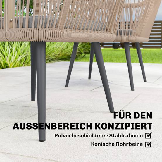 Lot de 2 fauteuils de jardin : résistants, accoudoirs, coussins, cadre métal, capacité 120 kg, gris clair - Image 5