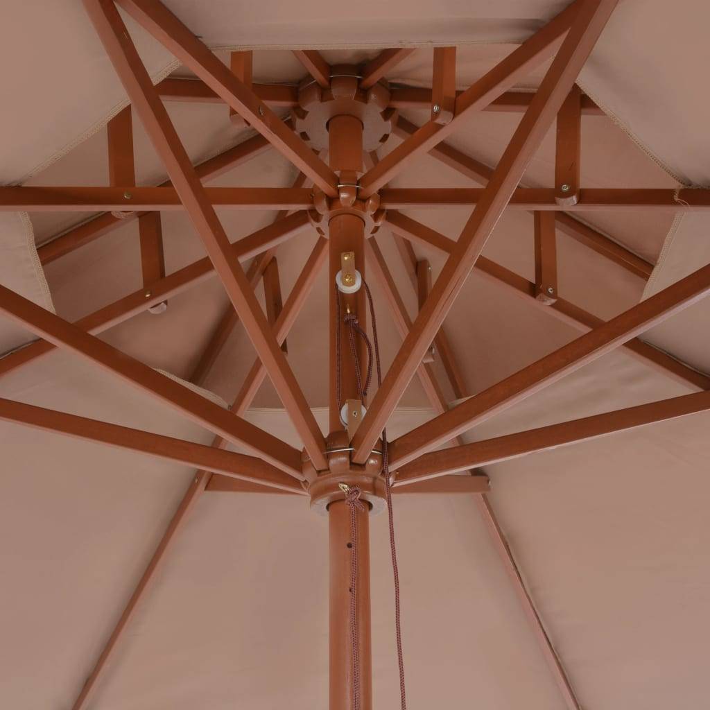 Helloshop26 - Parasol double avec mât en bois 270 cm taupe - Imagen 6