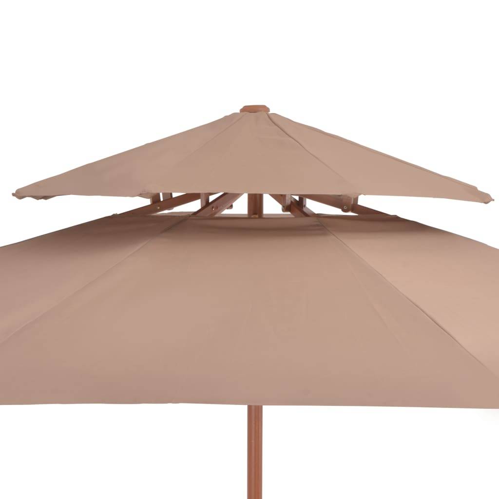 Helloshop26 - Parasol double avec mât en bois 270 cm taupe - Imagen 5