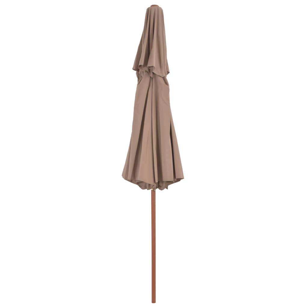 Helloshop26 - Parasol double avec mât en bois 270 cm taupe - Imagen 4