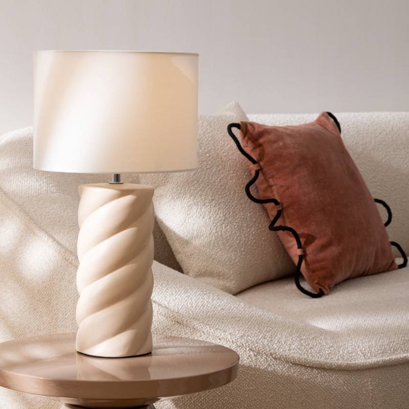 Lampe cylindre Noly 44 cm céramique beige Atmosphera - Image 2