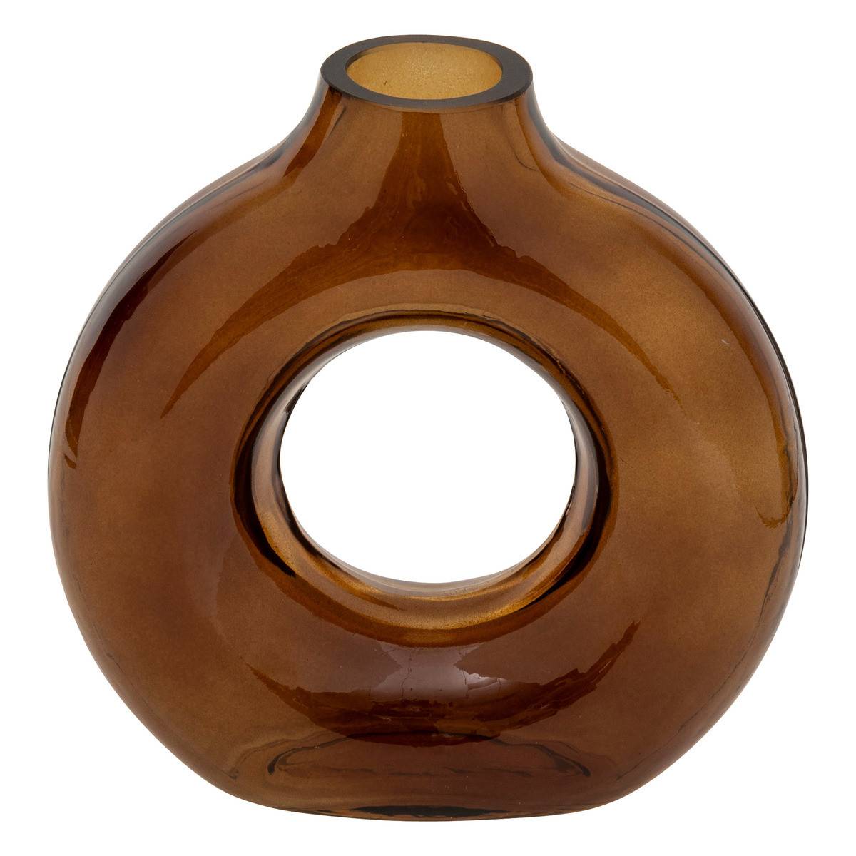 Vase look vintage en verre ambre H 20,5 cm - Image 1