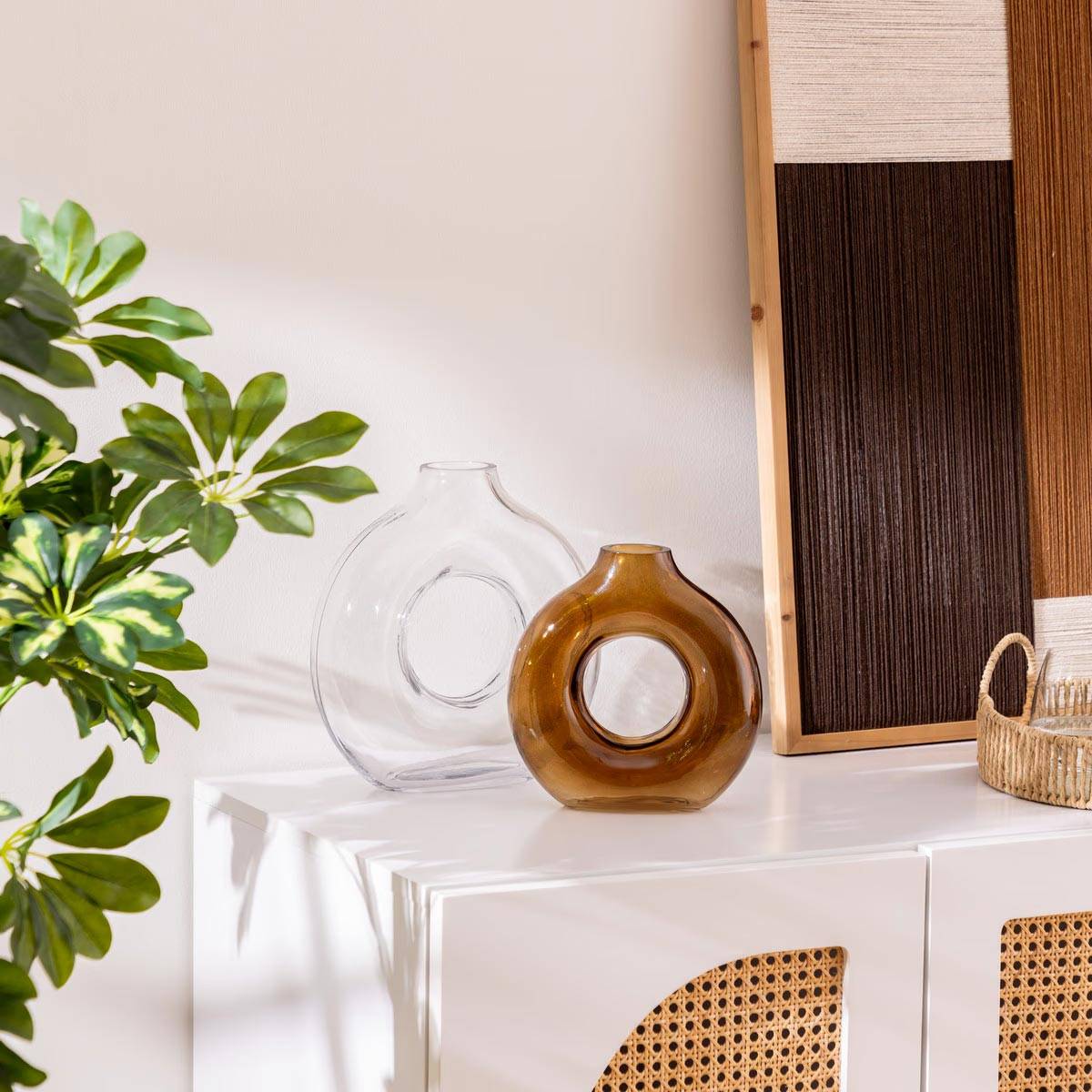 Vase look vintage en verre ambre H 20,5 cm - Image 3