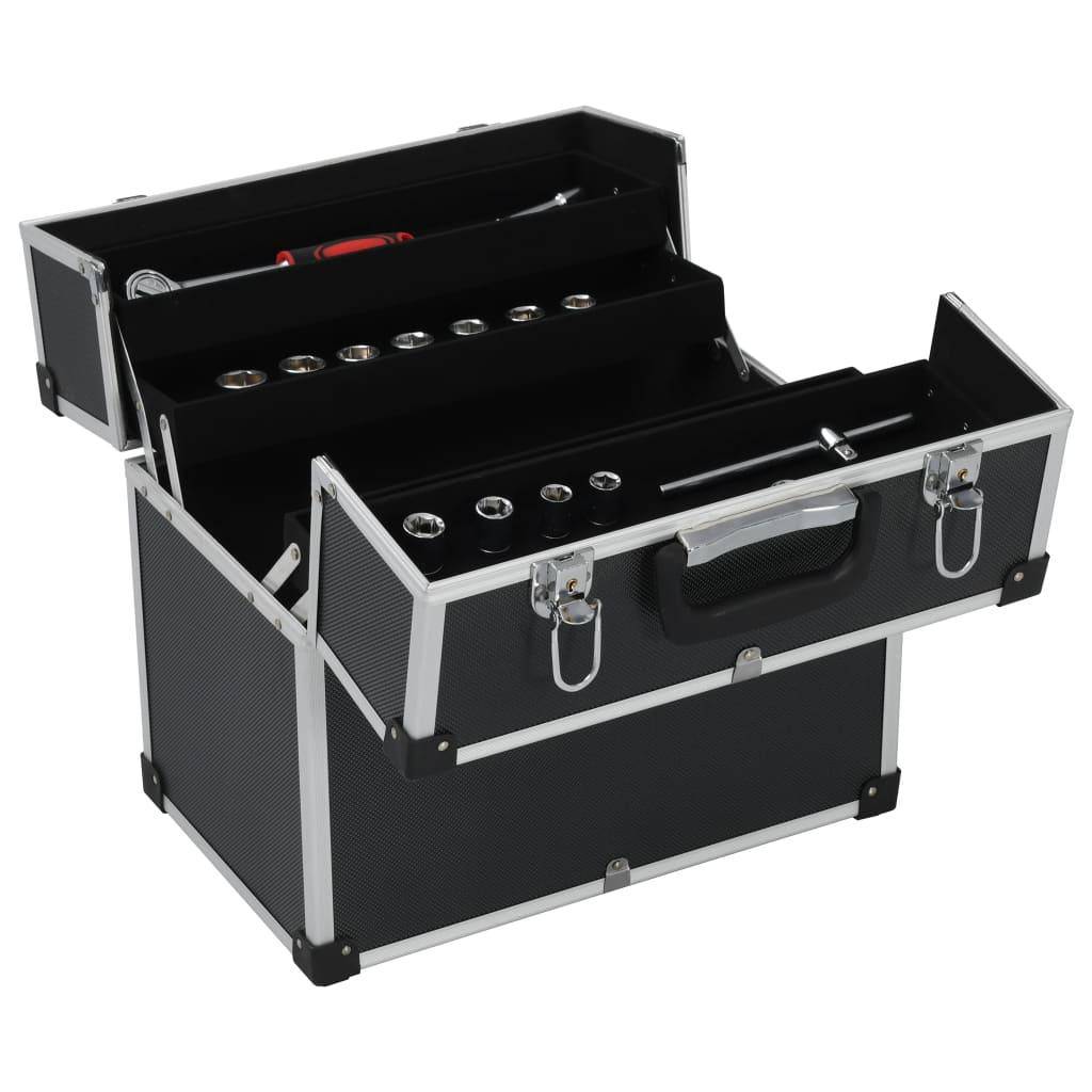 Helloshop26 - Boîte à outils valise à outils mallette à outils trolley à outils caisse à outils rangement stockage fichiers 38 cm noir - Imagen 2