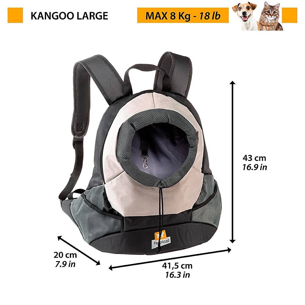Ferplast - Ferplast Sac de Transport pour Chien KANGOO, Sac de Transport pour Chat, Large ouverture, Sangles réglables, Sangle de sécurité, Max 8 Kg, 41,5 x 20 - Imagen 2
