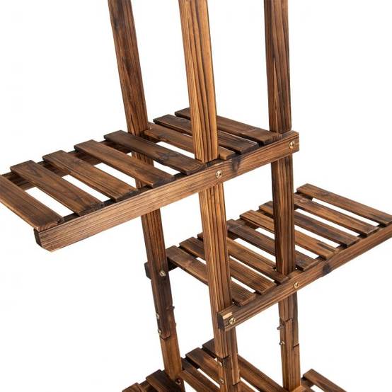 Étagère à fleurs en bois à 6 niveaux 75 x 25 x 140 cm porte plante décoration - Image 2