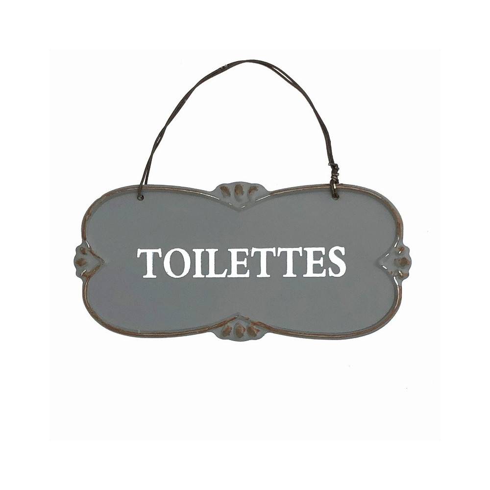 ~ Plaque de porte décorative vintage de toilettes en métal gris 22x10cm Chemin de campagne - Imagen 1