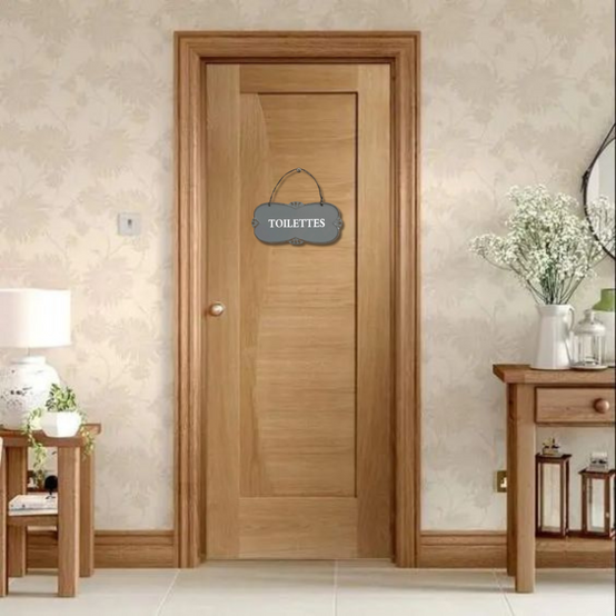 ~ Plaque de porte décorative vintage de toilettes en métal gris 22x10cm Chemin de campagne - Imagen 2