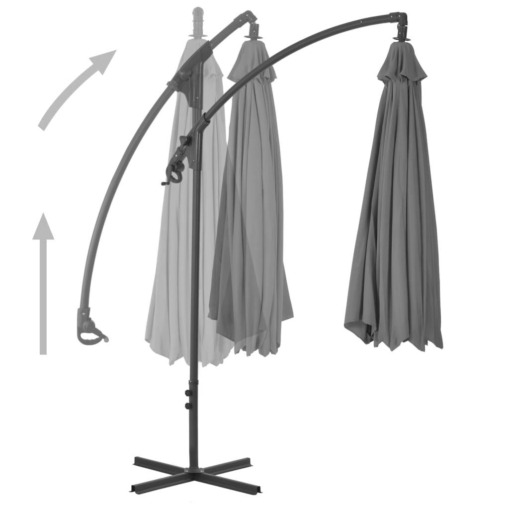 Helloshop26 - Parasol meuble de jardin en porte-à-faux avec mât en acier 250 x 250 cm anthracite - Imagen 4