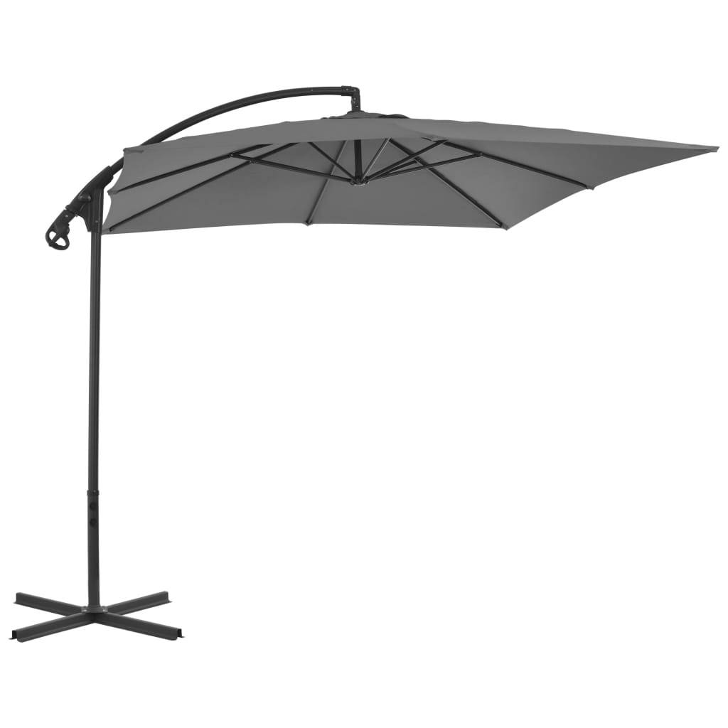 Helloshop26 - Parasol meuble de jardin en porte-à-faux avec mât en acier 250 x 250 cm anthracite - Imagen 2