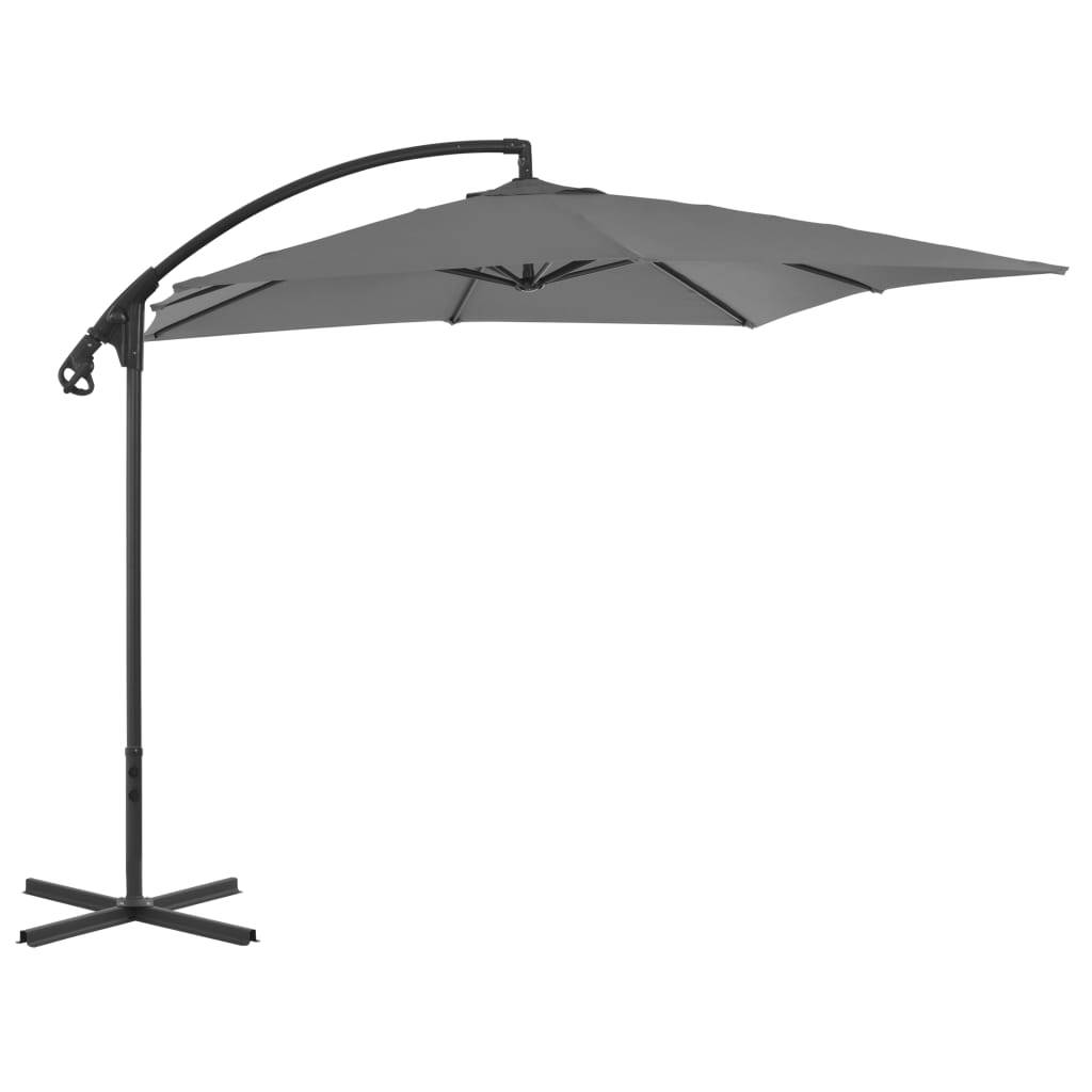 Helloshop26 - Parasol meuble de jardin en porte-à-faux avec mât en acier 250 x 250 cm anthracite - Imagen 1