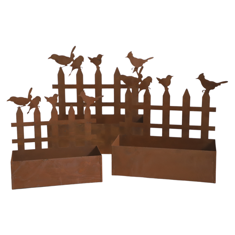 Set3 jardinières jardin extérieur balcon métal rouillé Ht.38-44-50 cm Chemin de campagne - Imagen 1