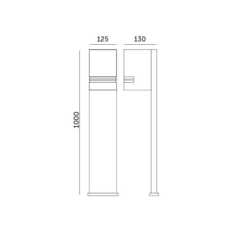 Borne de jardin extérieur design grise 1m pour ampoule GU10 - Image 3