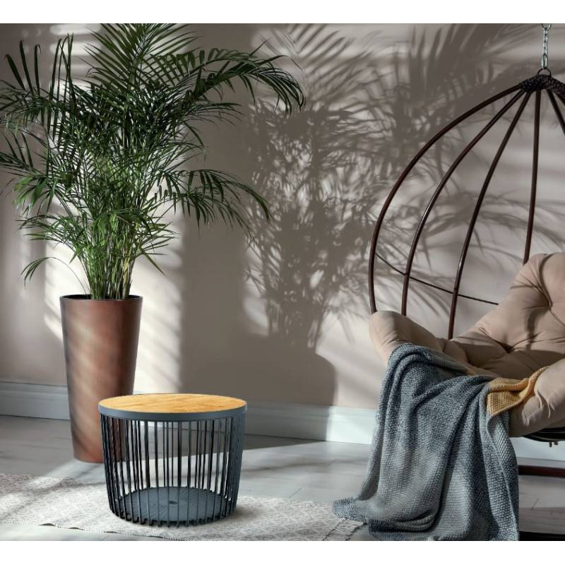 Lem Select - Panier rond CLUBO couleur anthracite avec couvercle en bambou - 50L - Diamètre 45CM - Imagen 2