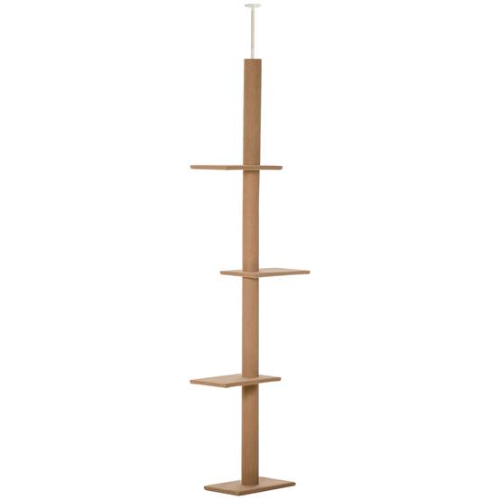 Arbre à chat plafond panneaux de particules et peluche marron clair 43 x 27 x 260 cm - PANGIVO - Image 1