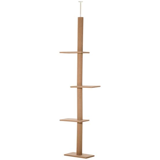 Arbre à chat plafond panneaux de particules et peluche marron clair 43 x 27 x 260 cm - PANGIVO - Image 2
