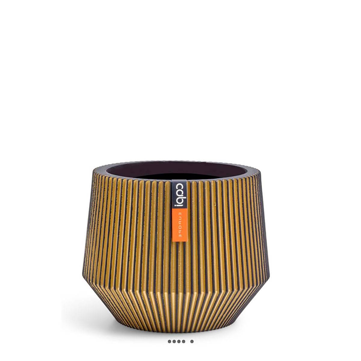 Artificielles - Superbe pot Groove doré forme géométrique en plastique H 13 x D 16 cm - dimhaut: H 13 cm - couleur: Doré - Imagen 1
