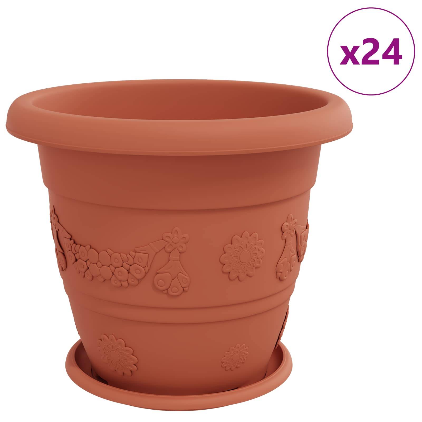 ComfortXL - Lot de 24 Grands Pots de Fleurs Plastique pour Balcon Terrasse 39x32 cm Rouge Brique - ComfortXL Outdoor Living - Image 2