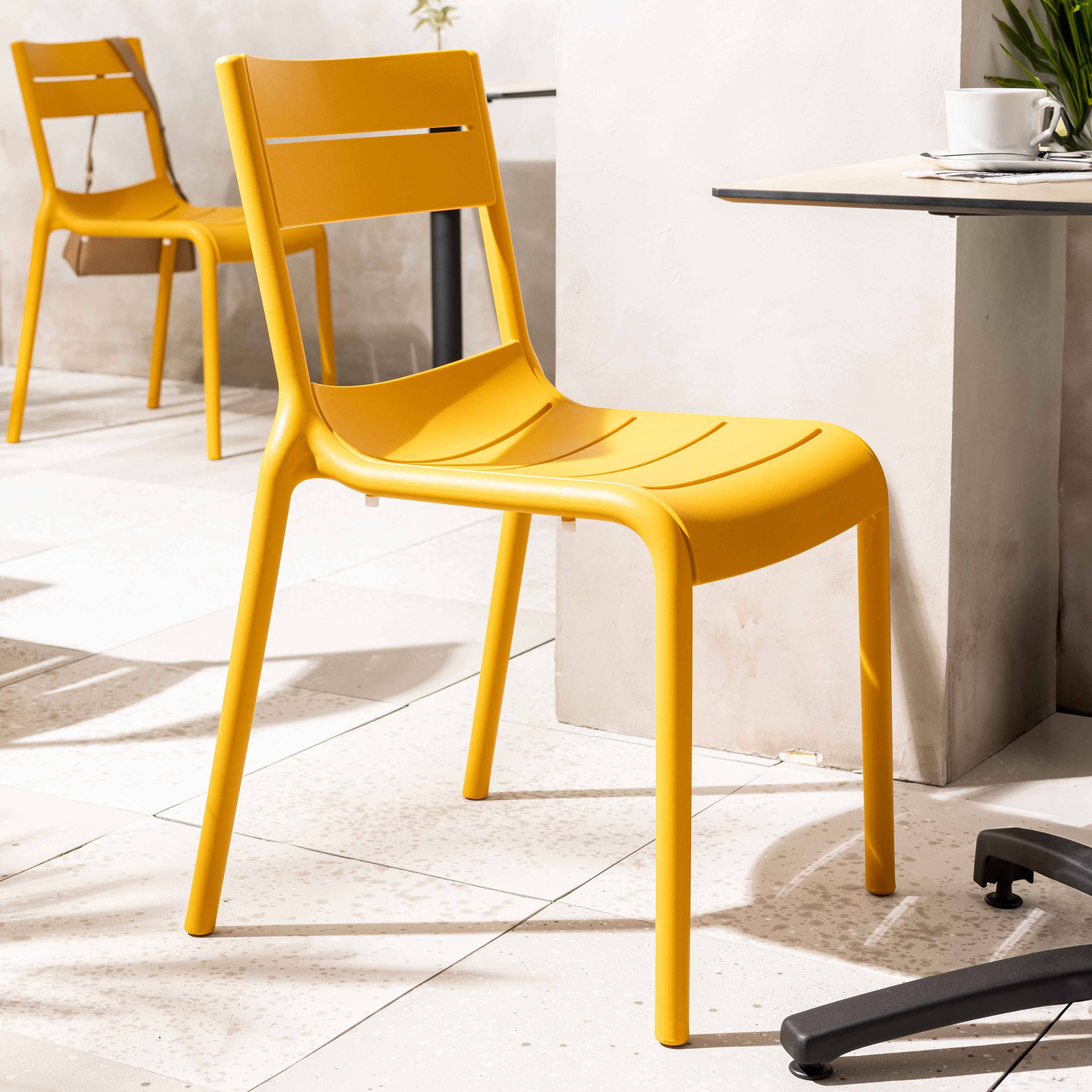 Oviala - Chaise de terrasse en plastique jaune clair Paname - Oviala - Imagen 2