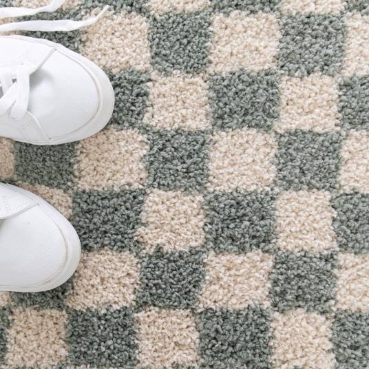Decoweb - Tapis damier à poils longs - Colorama - Vert d'eau - 200 x 290 cm - Decoweb - Image 7