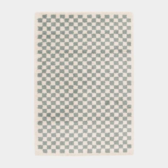 Decoweb - Tapis damier à poils longs - Colorama - Vert d'eau - 200 x 290 cm - Decoweb - Image 1
