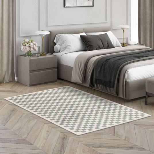 Decoweb - Tapis damier à poils longs - Colorama - Vert d'eau - 200 x 290 cm - Decoweb - Image 2