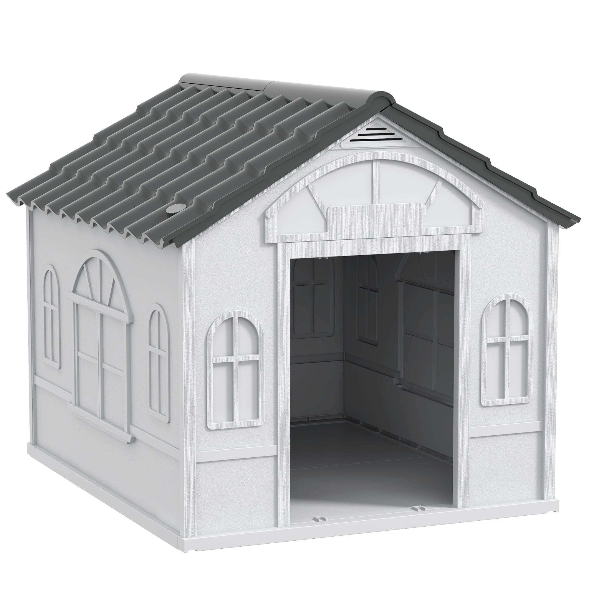 Maison pour chien en plastique, gris, 65 x 75,7 x 63 cm - PANGIVO